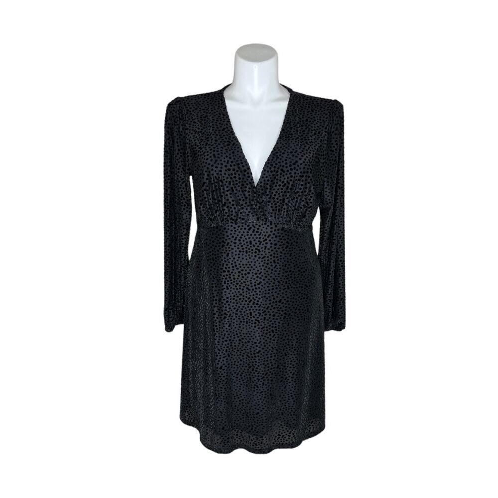 A NEW DAY Black Velvet V-Neck Fit & Flare Dress Size XL